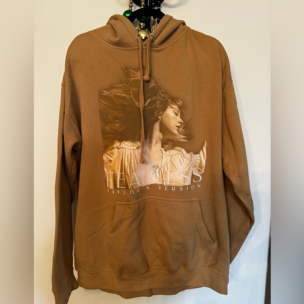 Dark tan official Taylor Swift Fearless (Taylor’s Version) hoodie, size M